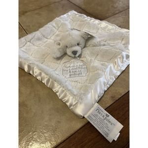 Nat and Jules White Teddy Bear Baby Blankie Lovey "Tuck me in tight" pacifier